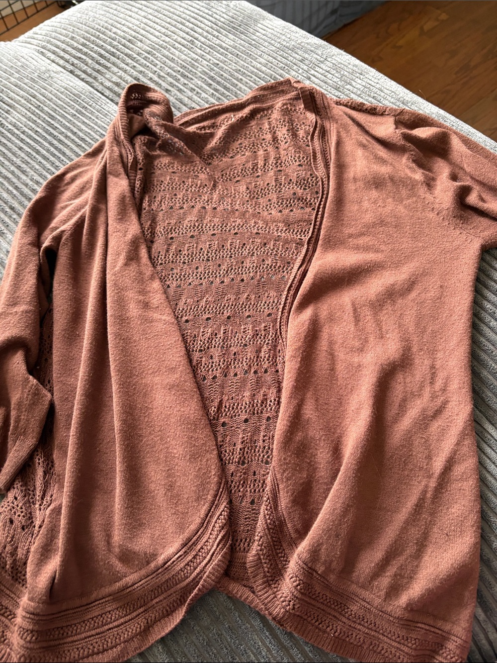 Source Unknown Open-Front Knit Cardigan - Rust Brown